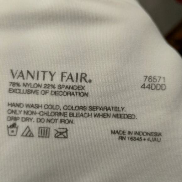 Vanity Fair Size 44DDD White Radiant 2-Ply Back Smoothing Underwire Bra 76571 - Picture 5 of 5